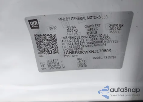 2022 Chevrolet Traverse Fwd Lt Cloth from USA, damaged, VIN 1GNERGKWXNJ170509